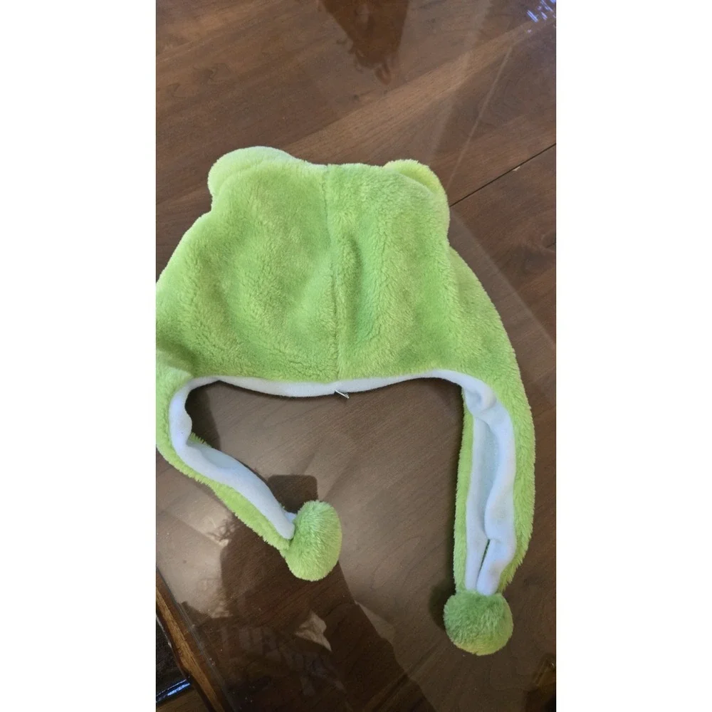 Plush Frog Hat Green Yellow Long Legs Unisex Costume Cosplay Animal Headwear